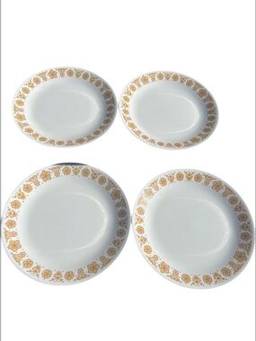 Vintage Corelle BUTTERFLY GOLD 10” Dinner Plates - Set of 4